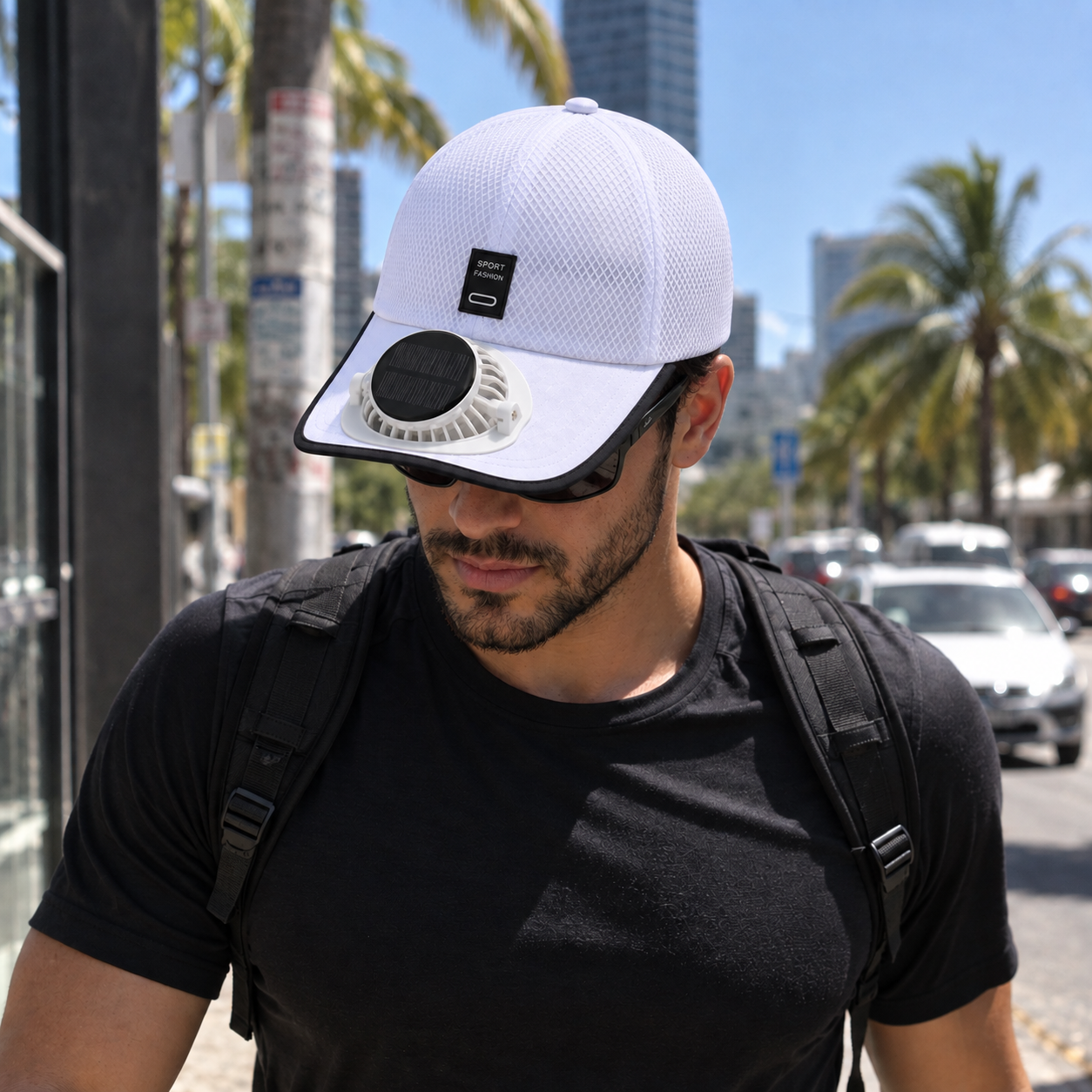 Boné Respirável Com Ventilador Solar Masculino Montevie