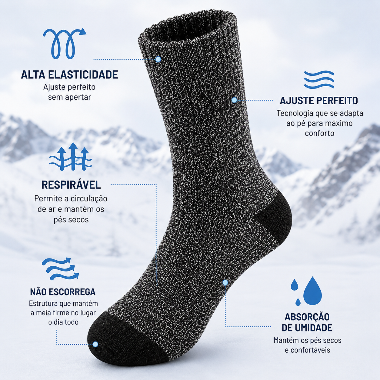 5 Pares de Meias De Lã Masculino Montevie