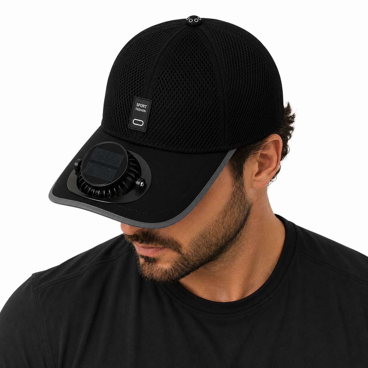 Boné Respirável Com Ventilador Solar Masculino Montevie