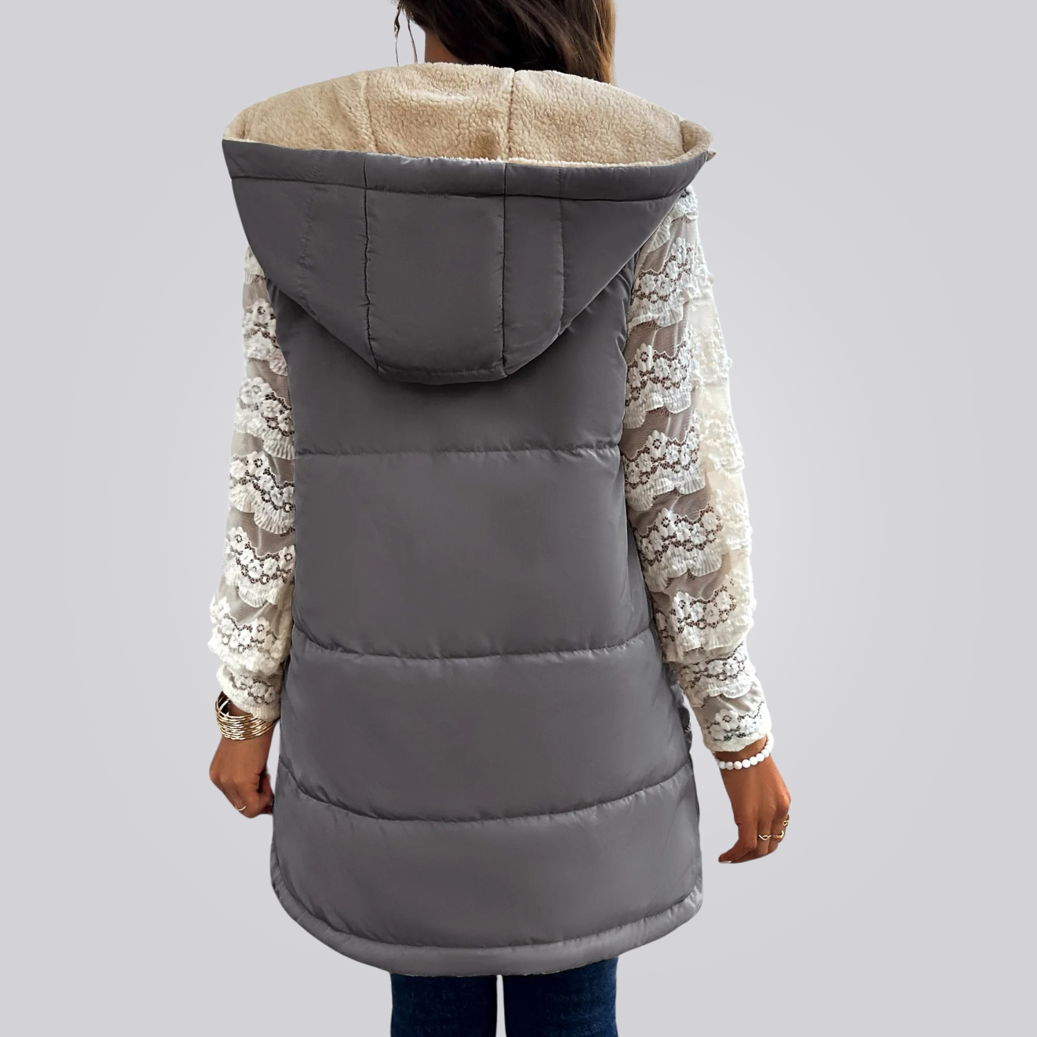 Colete Feminino Longo com Capuz Montevie