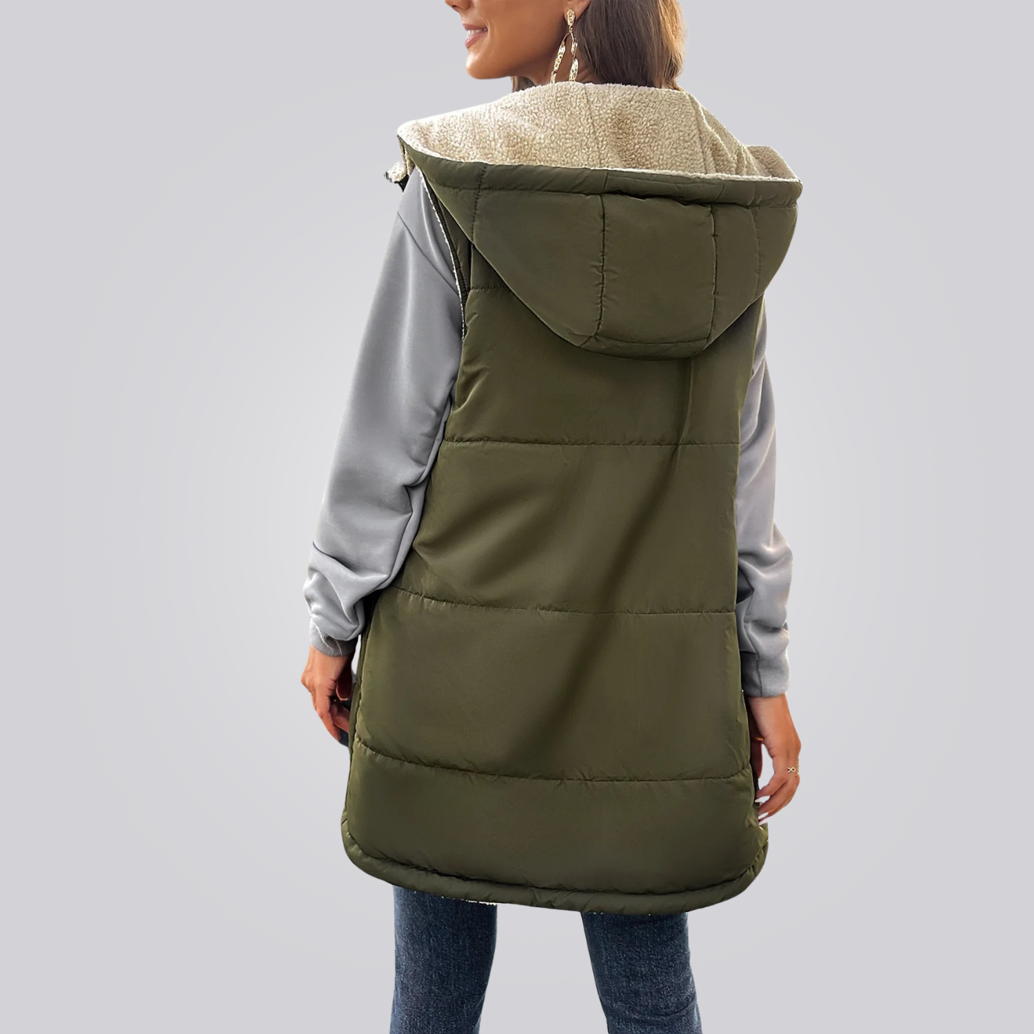 Colete Feminino Longo com Capuz Montevie