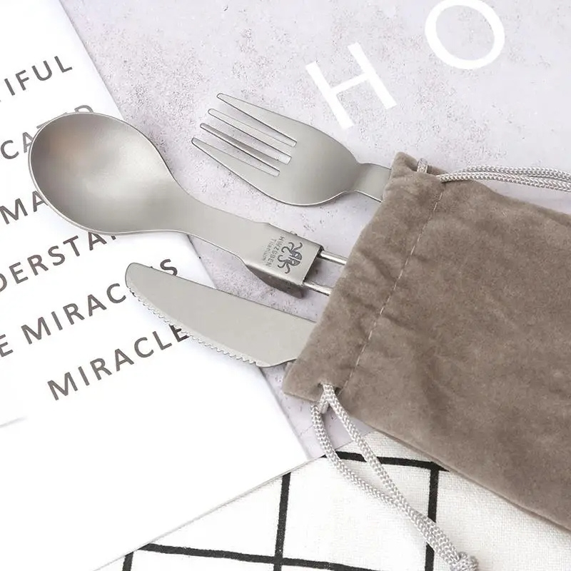 KIT Talher Portátil para Camping em Titânio Montevie