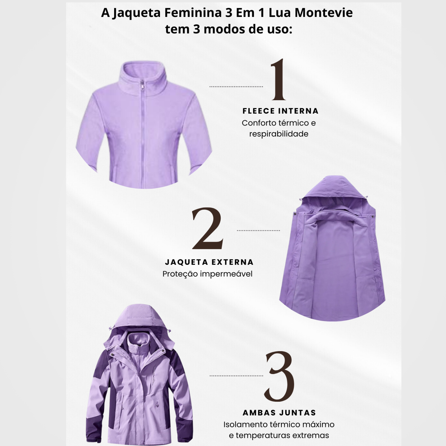 Jaqueta Feminina 3 Em 1 Lua Montevie