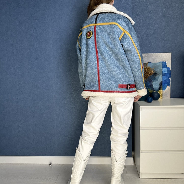 Jaqueta Feminina Bomber Lã de Cordeiro Montevie