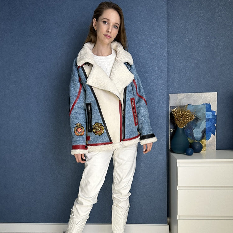 Jaqueta Feminina Bomber Lã de Cordeiro Montevie