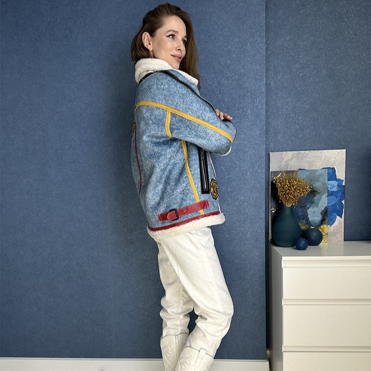 Jaqueta Feminina Bomber Lã de Cordeiro Montevie