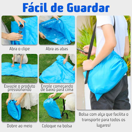 Sofá Inflável Portátil com Bolsa – Ideal para Praia, Camping e Piscina