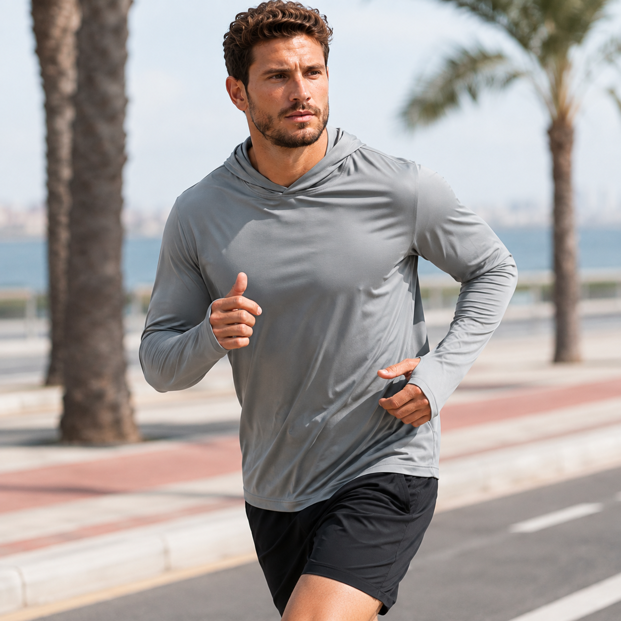 Blusa Masculina Térmica Anti-UV com Capuz Montevie