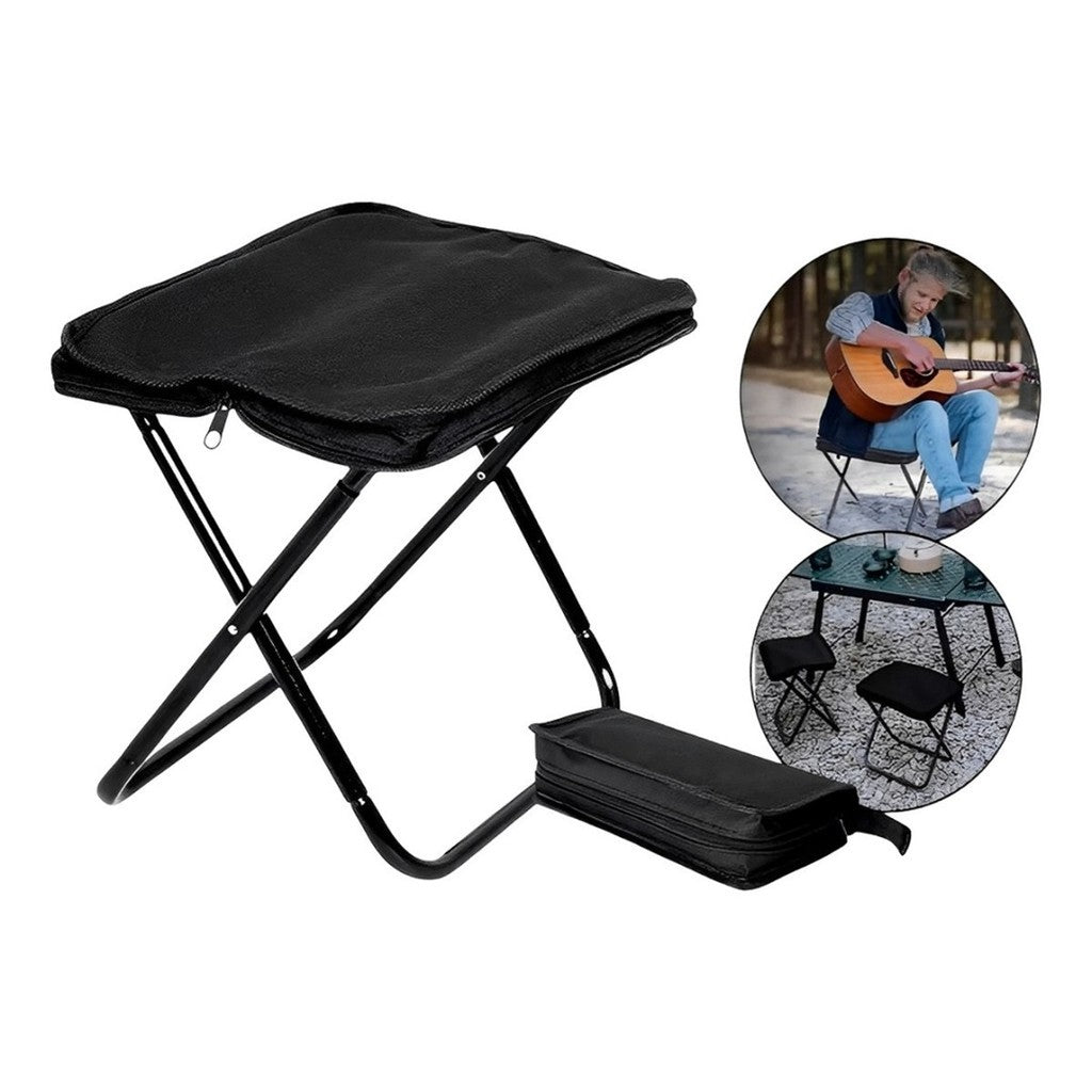 Banquinho Dobrável Alumínio Camping C/ Bolsa Ziper Montevie