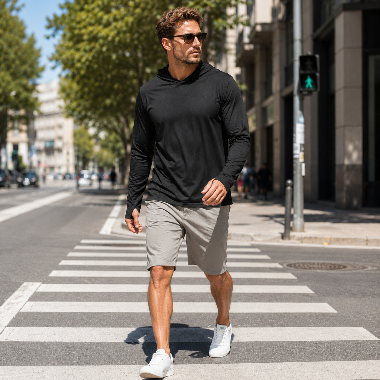 Blusa Masculina Térmica Anti-UV com Capuz Montevie