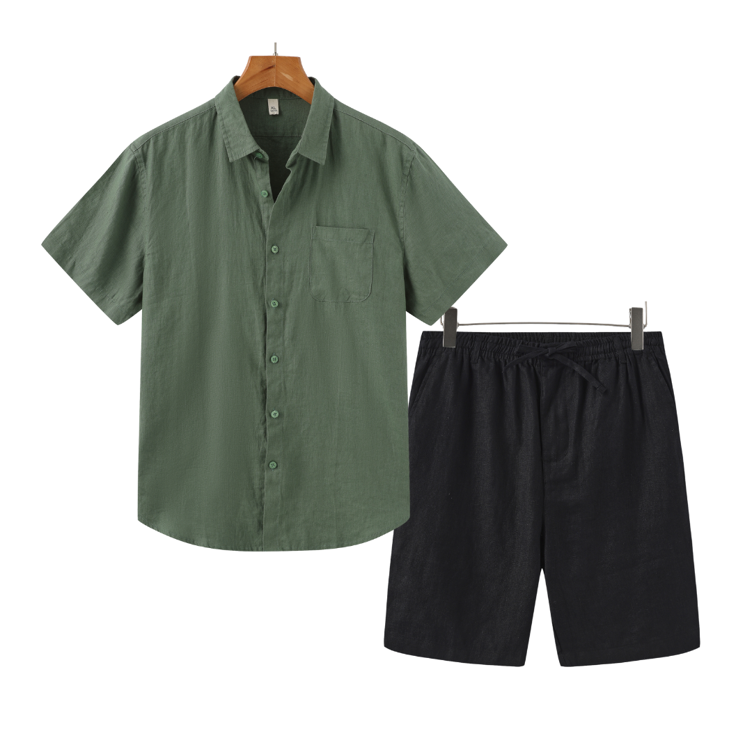 Conjunto Masculino de Linho Old Money – Camisa e Short