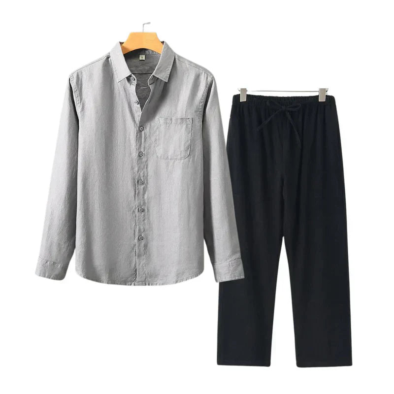 Conjunto Masculino em Linho Old Money - Camisa e Calça Elegante