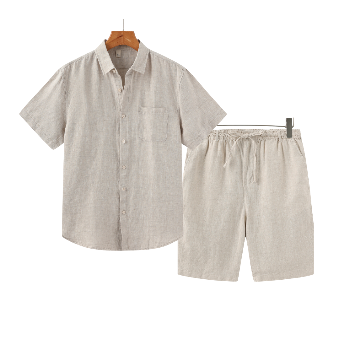 Conjunto Masculino de Linho Old Money – Camisa e Short