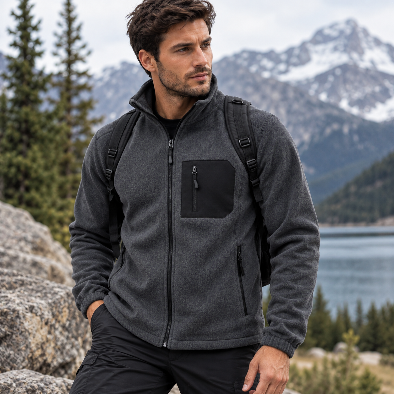Jaqueta Fleece Tech Masculina Gola Alta Montevie