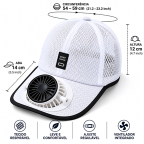Boné Respirável Com Ventilador Solar Masculino Montevie
