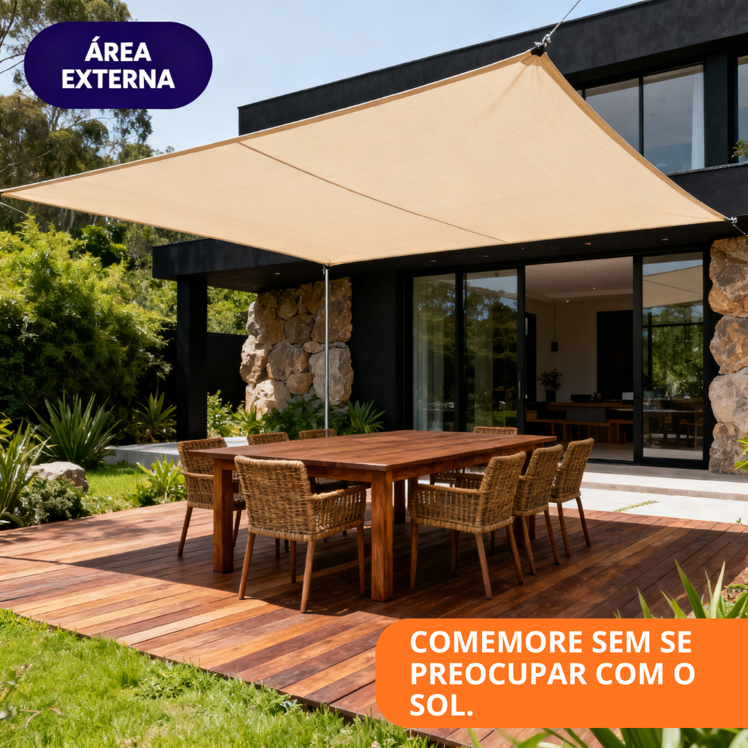 Toldo Portátil Impermeável Flexível e Resistente Com Proteção UV + Kit de Cordas