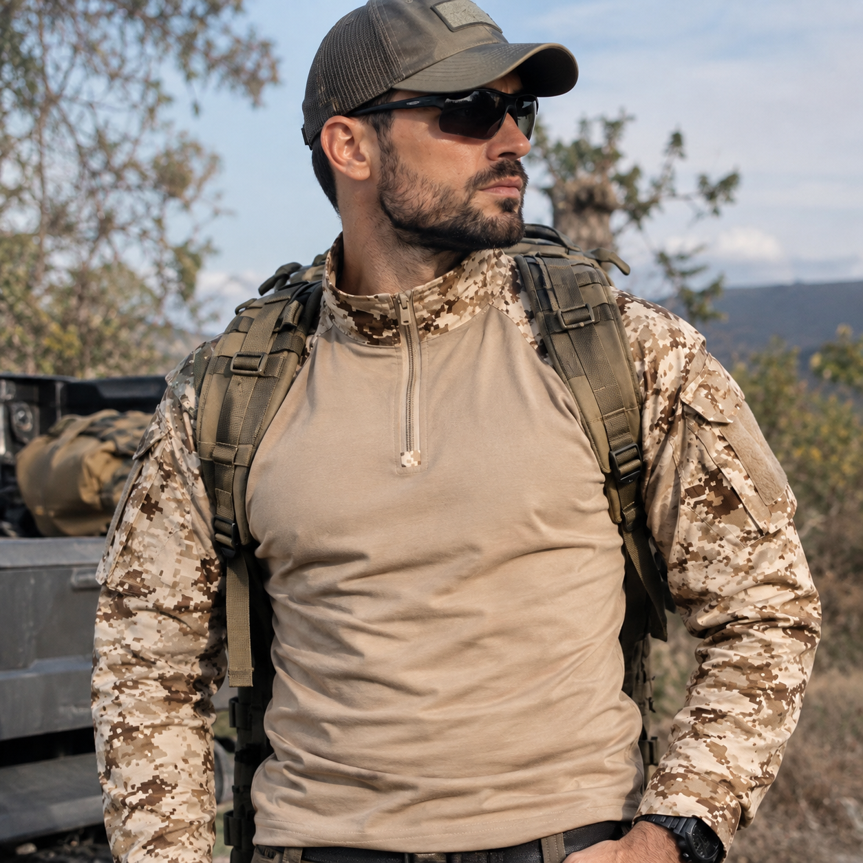 Camiseta Tática Camuflada Manga Longa Montevie