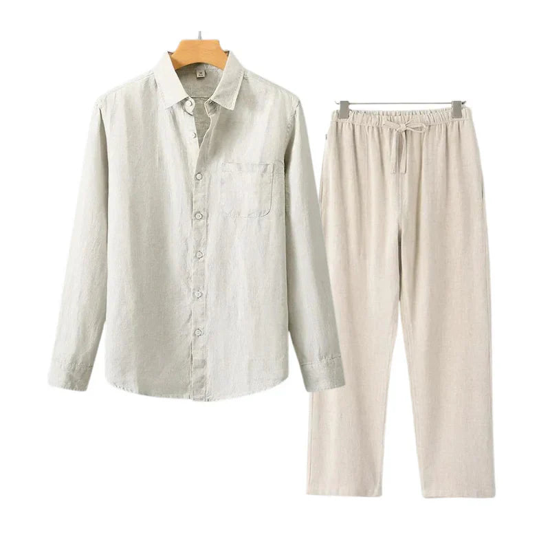 Conjunto Masculino em Linho Old Money - Camisa e Calça Elegante