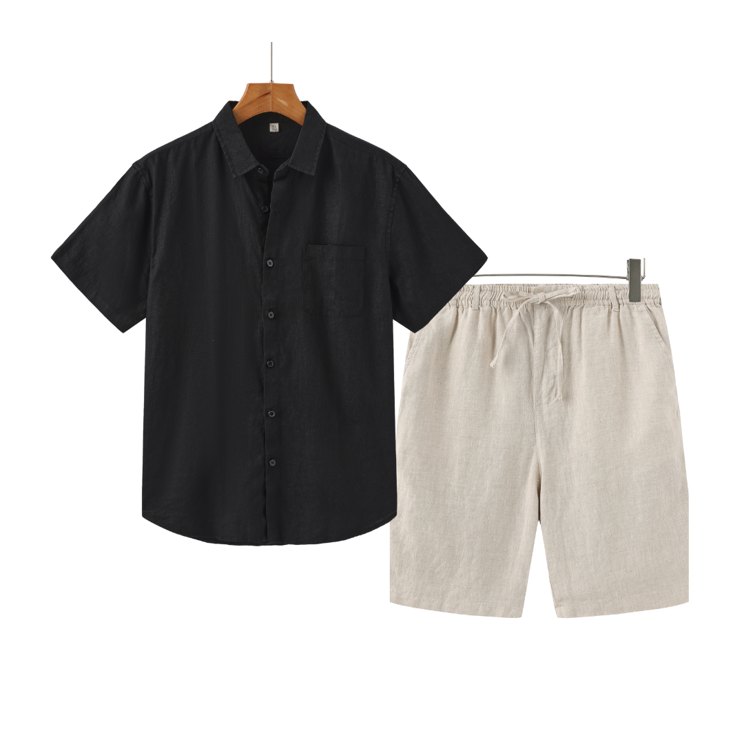 Conjunto Masculino de Linho Old Money – Camisa e Short