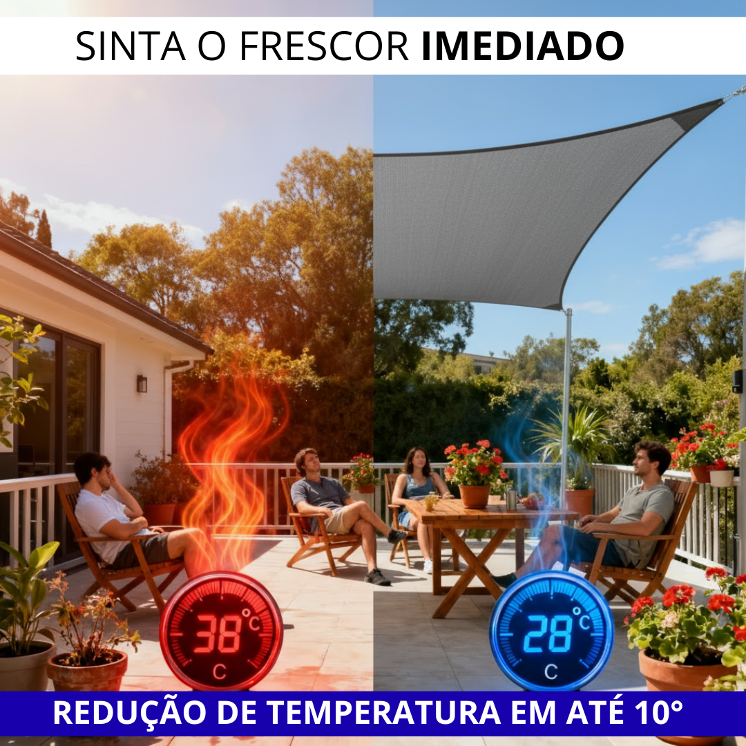 Toldo Portátil Impermeável Flexível e Resistente Com Proteção UV + Kit de Cordas