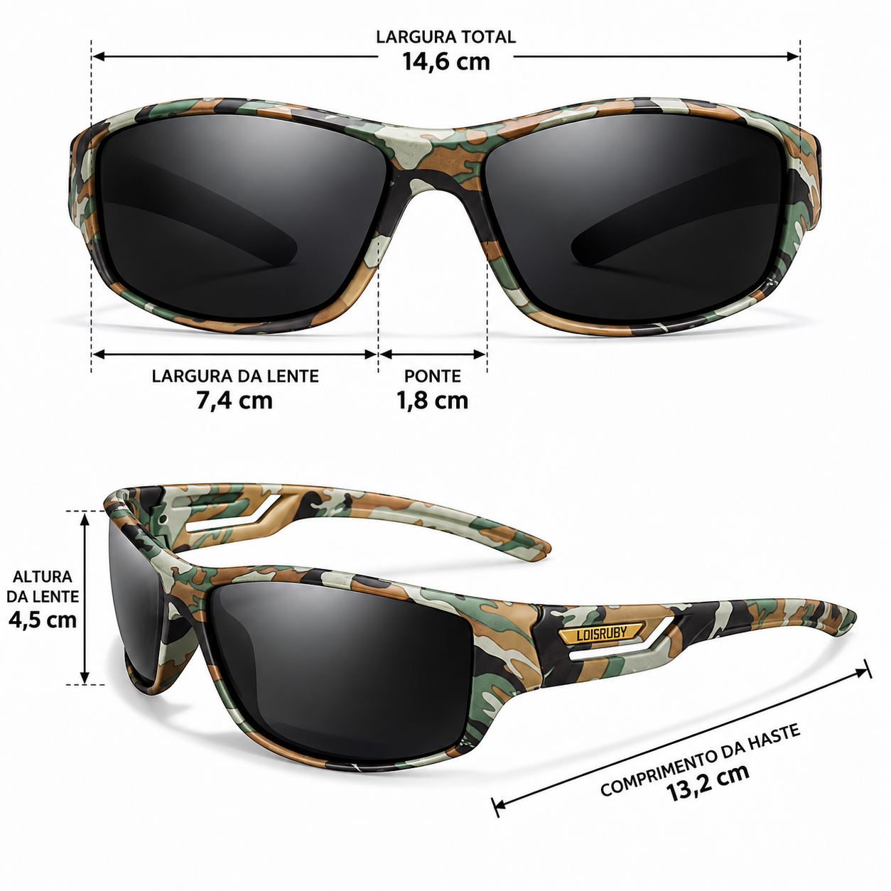 Óculos de Sol Polarizado Estilo Militar UV400 Montevie