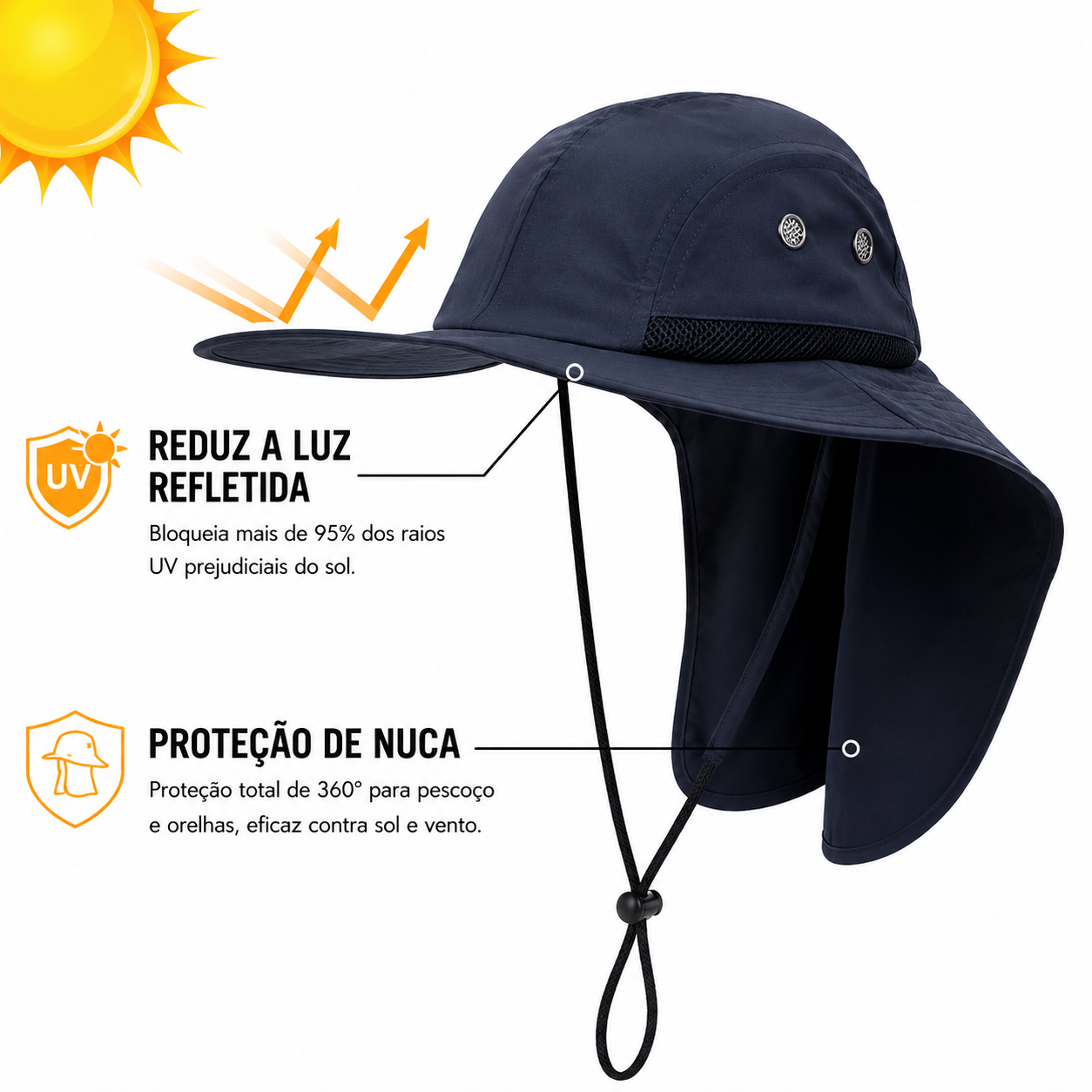 Chapéu Masculino Safari UV Neck Montevie