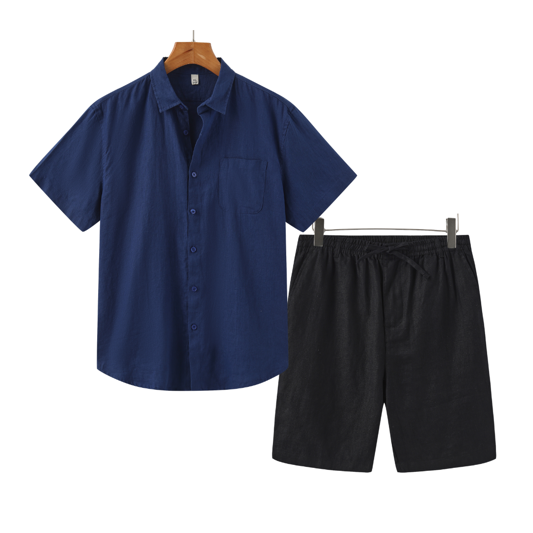 Conjunto Masculino de Linho Old Money – Camisa e Short