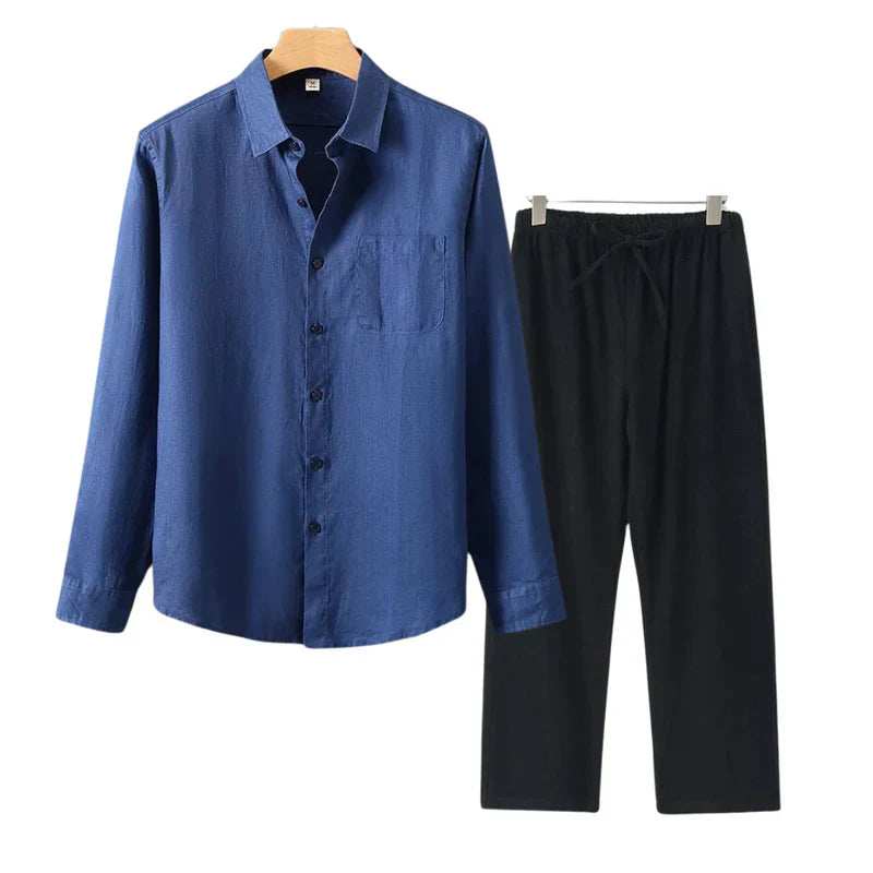 Conjunto Masculino em Linho Old Money - Camisa e Calça Elegante