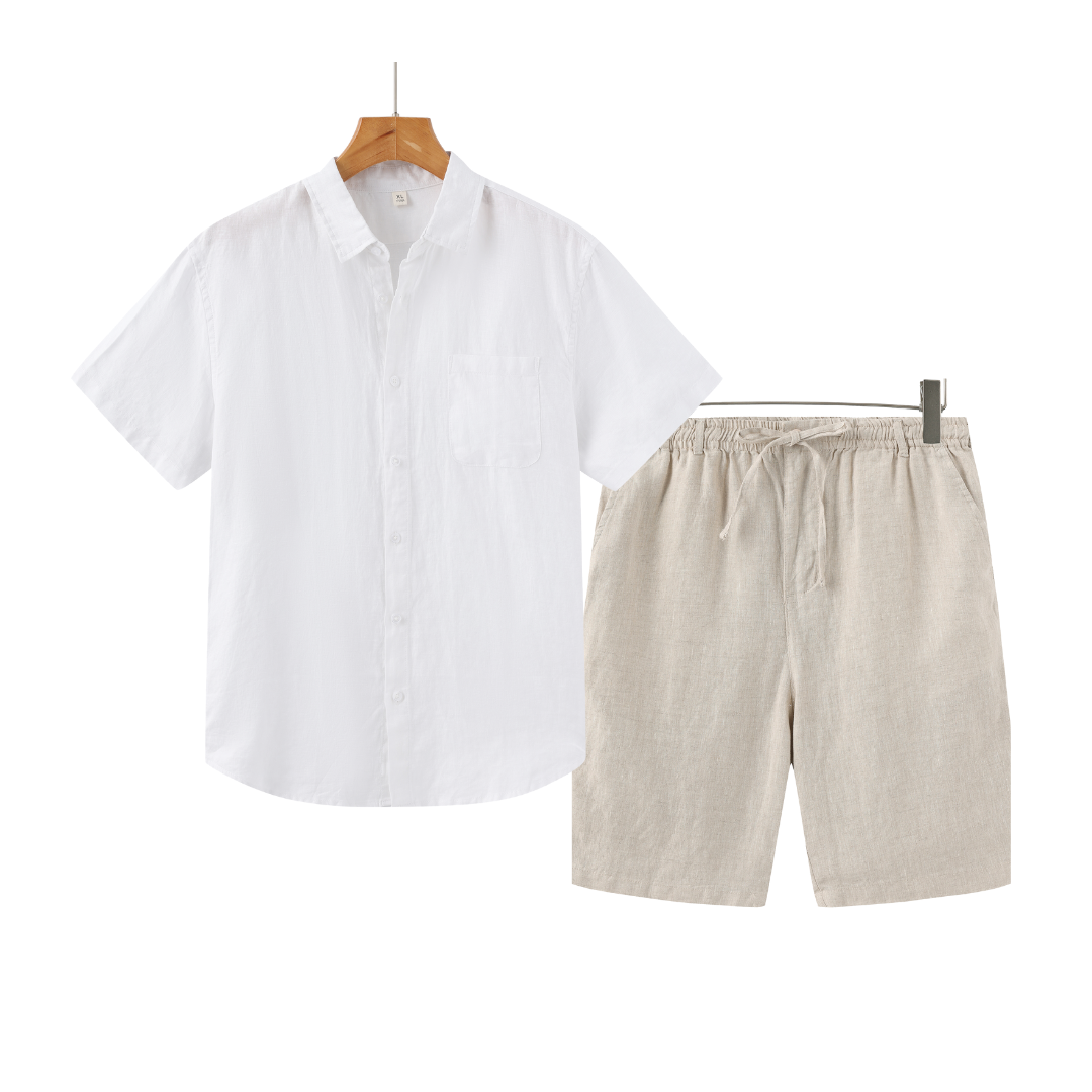 Conjunto Masculino de Linho Old Money – Camisa e Short