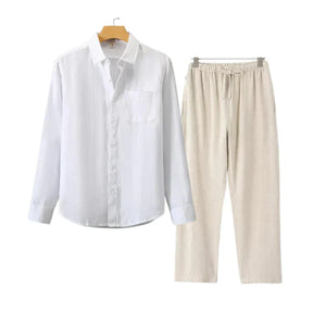 Conjunto Masculino em Linho Old Money - Camisa e Calça Elegante