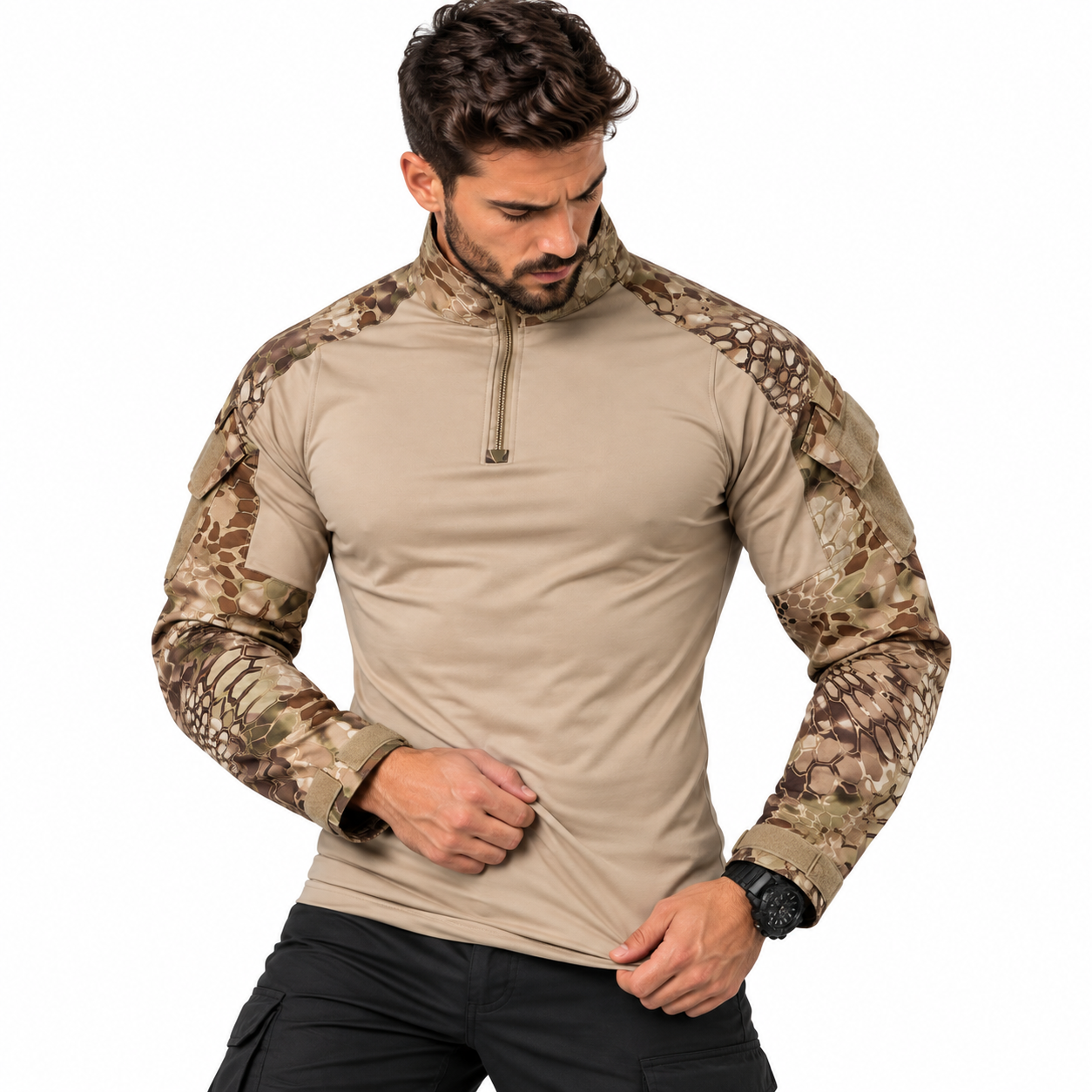 Camiseta Tática Camuflada Manga Longa Montevie