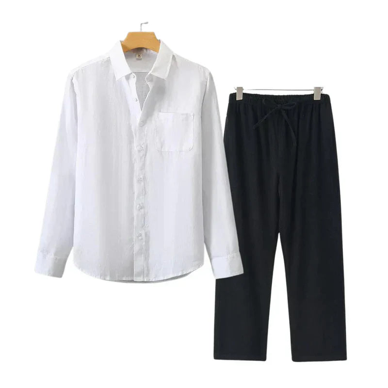 Conjunto Masculino em Linho Old Money - Camisa e Calça Elegante