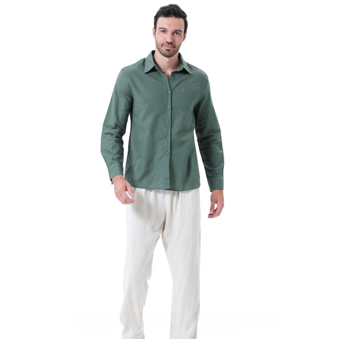 Conjunto Masculino em Linho Old Money - Camisa e Calça Elegante