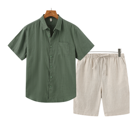 Conjunto Masculino de Linho Old Money – Camisa e Short