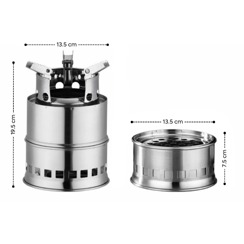 Fogão a Lenha Portátil Inox Montevie