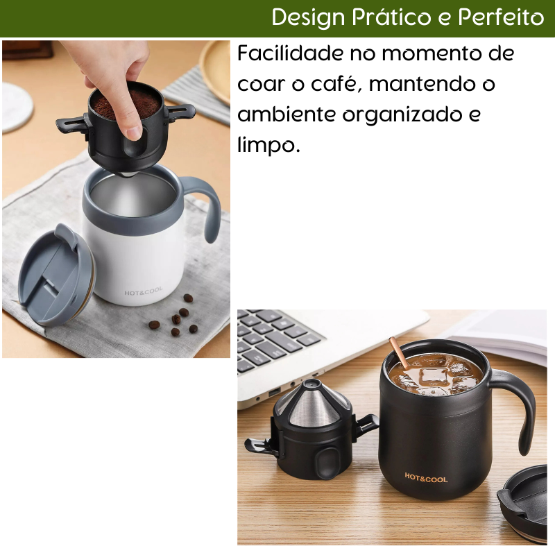 Kit Caneca e Coador de Café Portátil 350ml Montevie