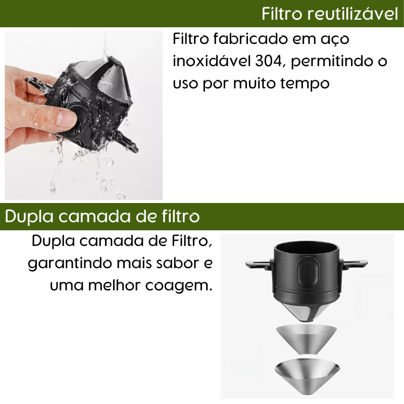 Kit Caneca e Coador de Café Portátil 350ml Montevie