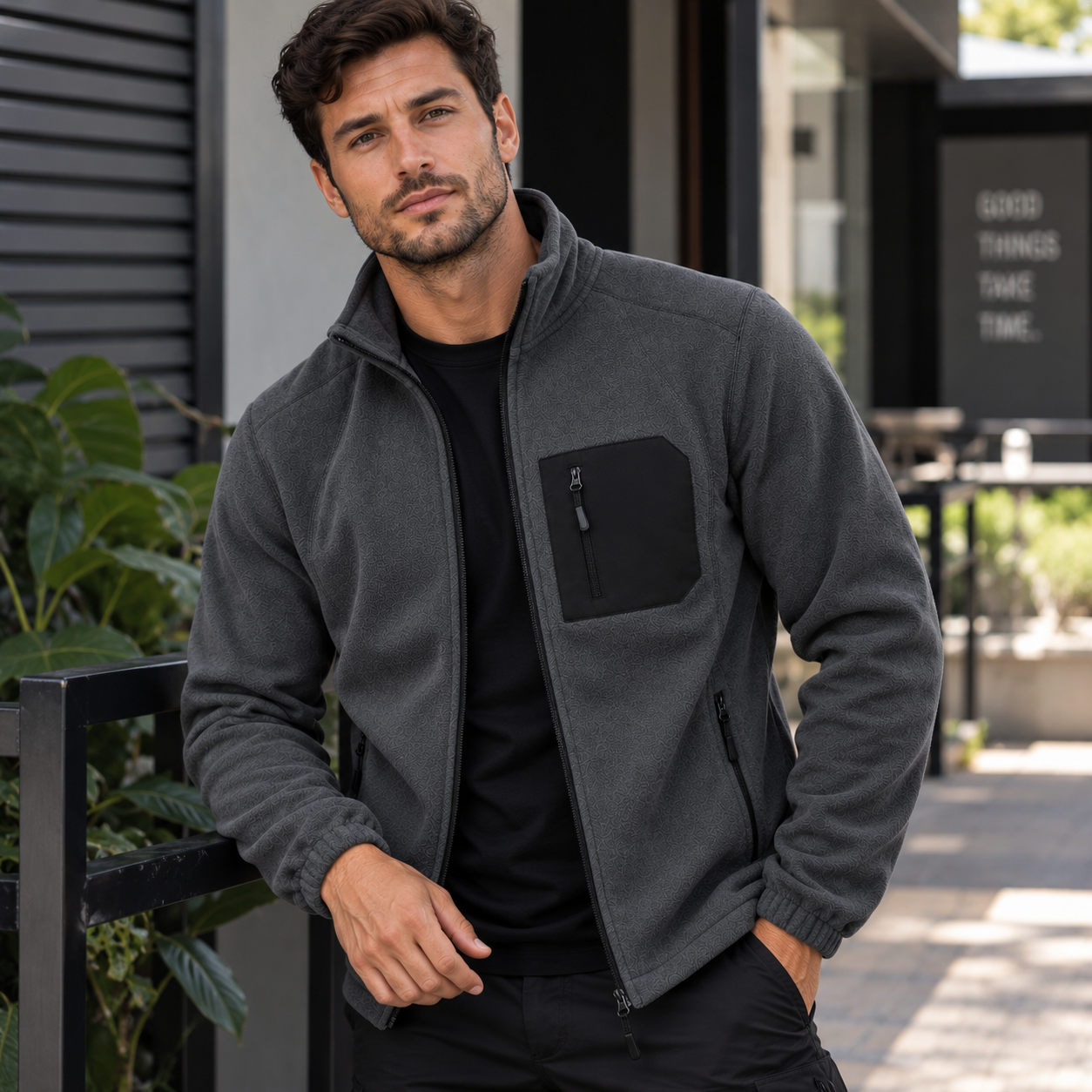 Jaqueta Fleece Tech Masculina Gola Alta Montevie