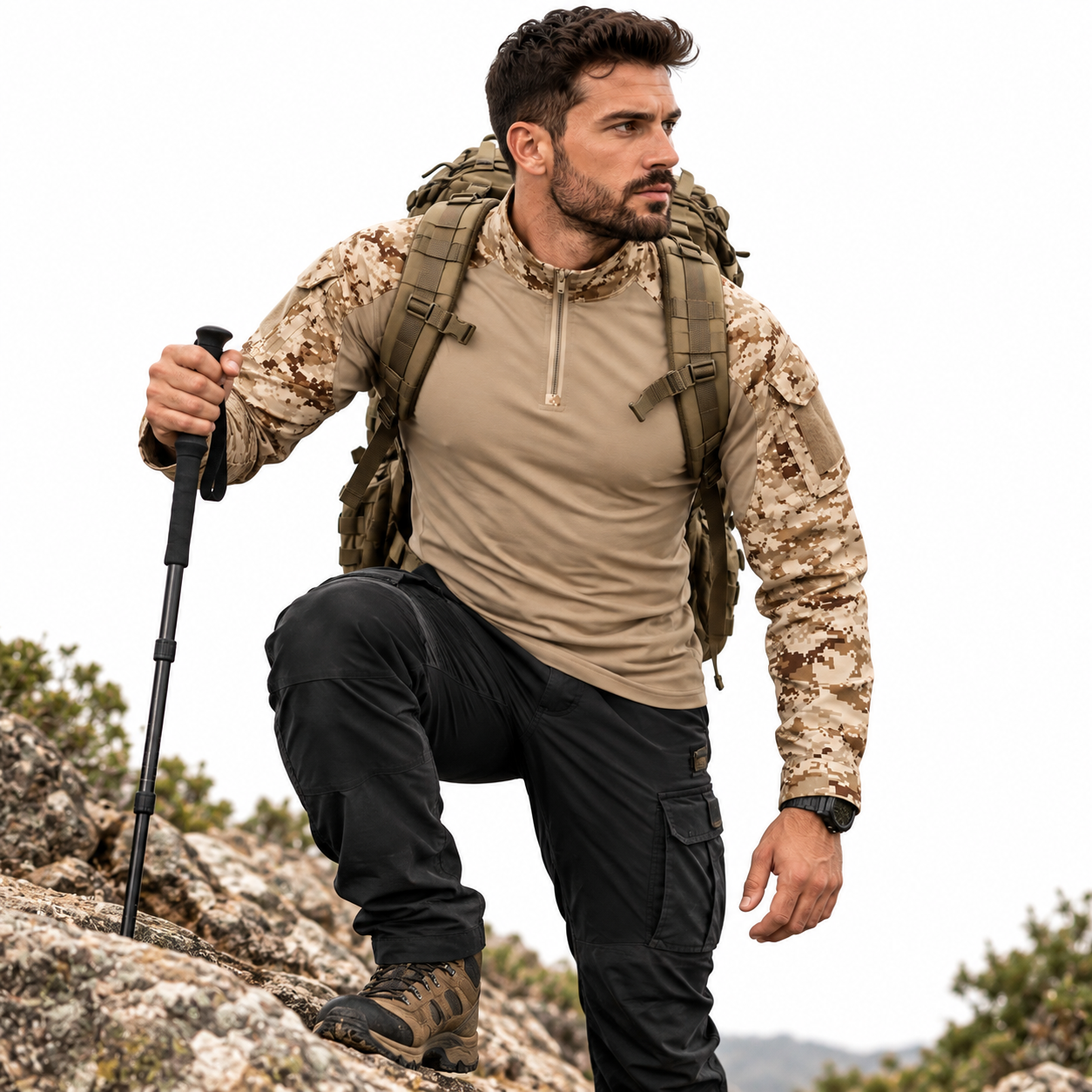 Camiseta Tática Camuflada Manga Longa Montevie