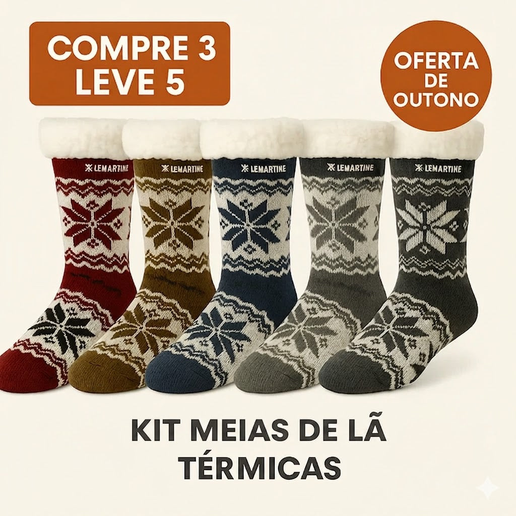 [COMPRE 3 LEVE 5] Kit Meias de Lã Térmicas (OFERTA DE INVERNO)